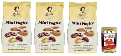 Vicenzi Matilde Biscotti Minivoglie, Auswahl an Gebäck, Shortcruste Shortbread Chocolate, Sahne oder Marmelade, Butter oder Kakao Shortbreads, 3x 250 g italienisch Original