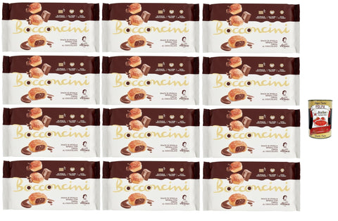 Vicenzi Snack Kuchen & Backwaren Matilde Vicenzi millefoglie Bocconcini al cioccolato, Blätterteigbacken, knusprige und zarte, süße Snack aus raffiniertem Gebäck, gefüllt mit Schokoladencreme 12x 100g + Italian gourmet polpa 400g 8000350006280