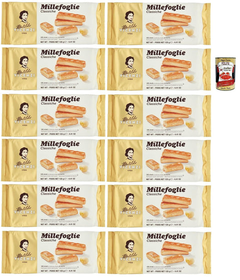 Vicenzi Matilde Millefoglie Classiche, Italienische Blätterteigstangen, zart, leicht und knusprig mit unwiderstehlicher und butterartiger Geschmack! 12x 125 g kekse italienisch Original