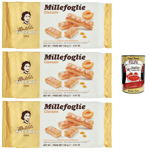 Vicenzi Matilde Vicenzi - Millefoglie D'Italia Glassate Kekse mit einer exquisiten Glasur des zarten Finishs mit dem Albicocca 3x125 g italienisch Original +