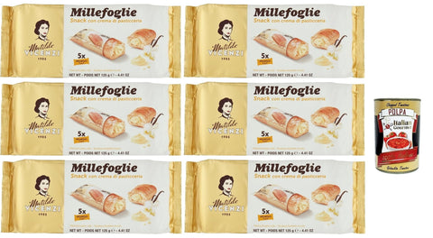 Vicenzi Matilde Vicenzi millefoglie alla crema pasticcera Blätterteigbacken knusprige und zarte gefüllt von Pudding creme 6x125 g italienisch Original