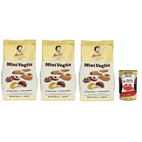 Vicenzi Snack Kuchen & Backwaren Vicenzi Matilde Biscotti Minivoglie, Auswahl an Gebäck, Shortcruste Shortbread Chocolate, Sahne oder Marmelade, Butter oder Kakao Shortbreads, 3x 250 g italienisch Original 8000350008376