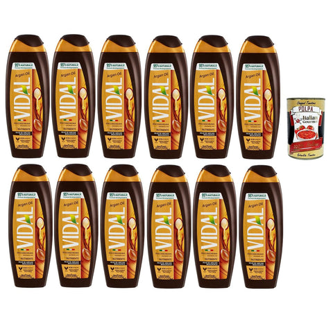 Vidal Docciaschiuma olio di argan vellutante 12x 250 ml, Arganöl Duschgel Flüssigpuder Pflege und Reinigung des Körpers italienisch Original