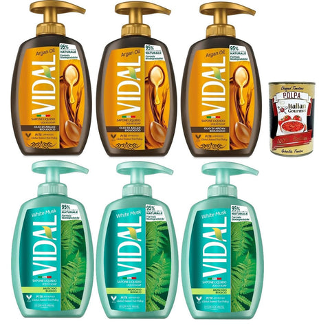 Vidal Sapone Liquido, Testpaket Olio di Argan e Muschio Bianco, Flüssigseife, Arganöl und weißes Moos, 3x 300 ml italienisch Original