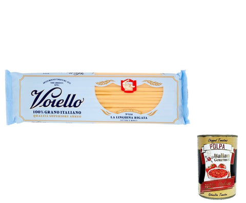 Voiello Längliche Pasta 10x Voiello Pasta Linguina rigata Nudeln 100 % italienische N114 500g + Italian Gourmet Polpa 400g 8076810791997
