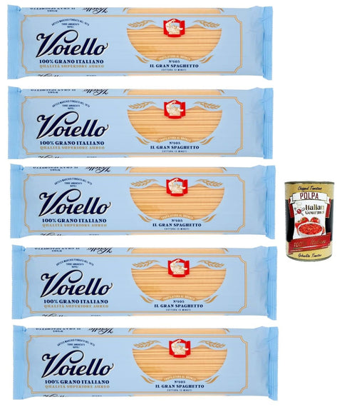 Voiello Längliche Pasta 5x Voiello Pasta Il Gran Spaghetto Nudeln 100% italienische N105, 500g + Italian Gourmet Polpa 400g 8076810500605