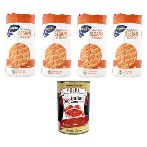 WASA Runda Sesame Nuss- & Haferbrot WASA Runda Sesame Backprodukt aus Weizenmehl, Sesam und Meersalz 4x290gr Original italienisch inkl. Italian Gourmet Polpa 400g 8032804040014