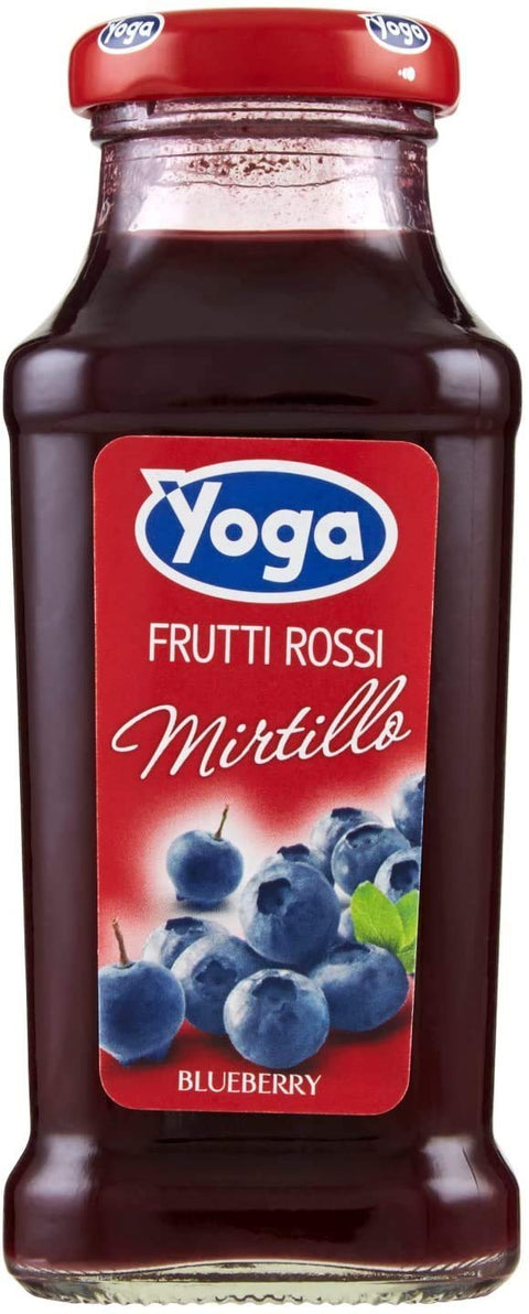 Yoga Fruchtsäfte 24x Yoga Bar Frutti Rossi Mirtillo Rote Früchte Blaubeere Fruchtsaft Getränk Fruchtgeschmack Glasflasche 200ml fruit juice 8001440307317