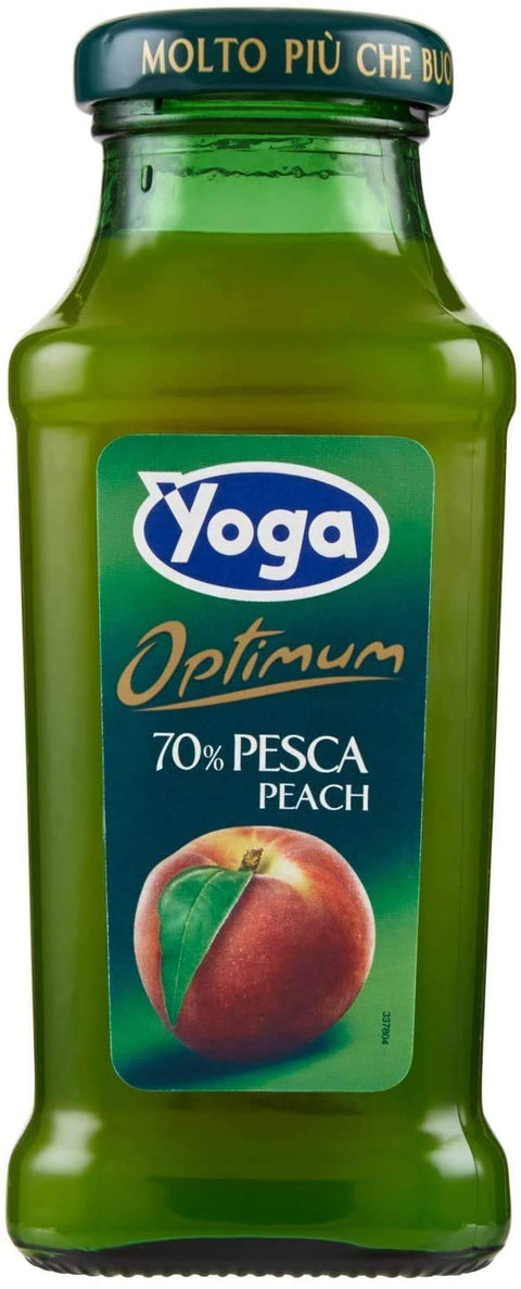 Yoga Bar Pesca Pfirsiche Fruchtsaft Getränk Fruchtgeschmack Glasflasche fruit juice 200 ml 48x italienisch Original Riegel