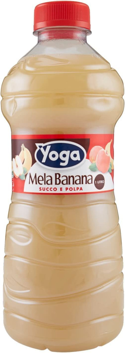 Yoga Mela e Banana Fruchtsaft fruit juice Pet flasche Apfel und Banane saft 1Lt 6x Original italienisch