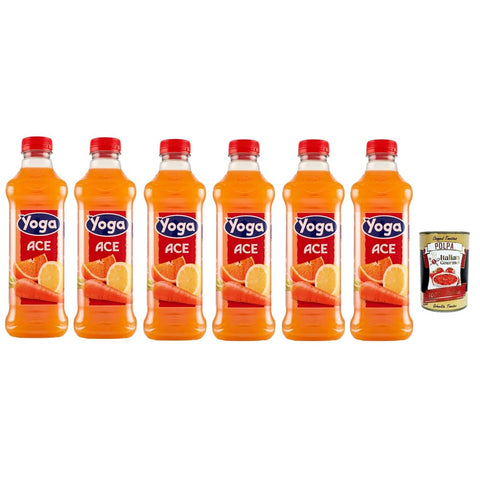 Yoga Fruchtsäfte Yoga ACE Orange Karotte und Zitrone Früchte Fruchtsaft Getränk Fruchtgeschmack PET flasche fruit juice 6x1000 ml italienisch Original Pastasauce + kostenlos polpa 8001440136177