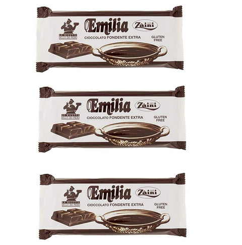 Zaini Riegel 3x Zaini Emilia Cioccolato Fondente Dunkle Tafel Schokolade Gebäckprodukt 1Kg Gluten-frei 8004735020045