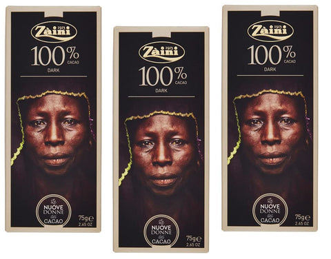 Zaini Tavoletta Cioccolato Fondente Extra Dunkler Schokoriegel Dunkle Schokolade 100% Kakao 3x 75g italienisch Original