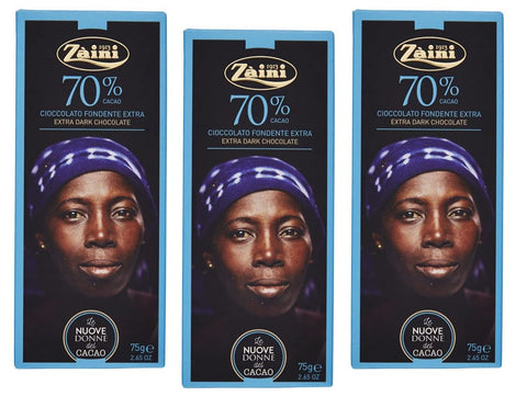 Zaini Tavoletta Cioccolato Fondente Extra Dunkler Schokoriegel Dunkle Schokolade 70% Kakao 3x 75g italienisch Original