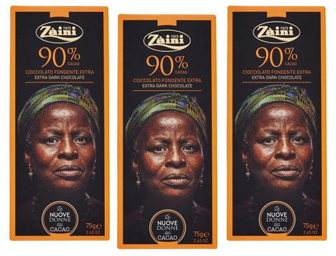 Zaini Tavoletta Cioccolato Fondente Extra Dunkler Schokoriegel Dunkle Schokolade 90% Kakao 3x 75g italienisch Original