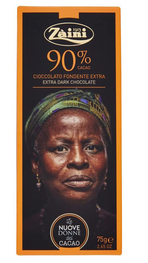 Zaini Tavoletta Cioccolato Fondente Extra Dunkler Schokoriegel Dunkle Schokolade 90% Kakao 75g italienisch Original