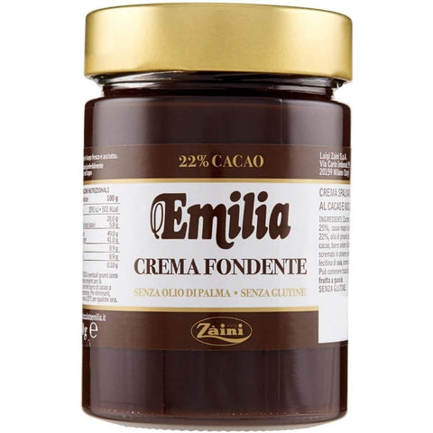 Zaini Schokoladenaufstrich Zaini Emilia Crema Fondente Dunkle Creme Kakaocreme 22% Kakao streichfähige Creme 3x 350g italienisch Original