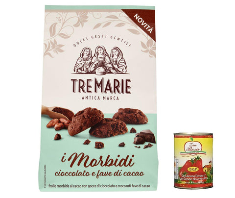 Zia Rosa 12x Tre marie i morbidi cioccolato e fave di cacao, Schokolade und Kakaobohnen biscuits Kekse 300 g + Zia Rosa DOP Pomodoro San Marzano Dose von 400 g