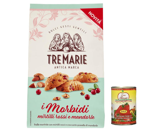 Zia Rosa Tre marie i morbidi mirtilli rossi e mandorle, rote Beere und Mandel biscuits Kekse 300 g + Zia Rosa DOP Pomodoro San Marzano Dose von 400 g italienisch Original