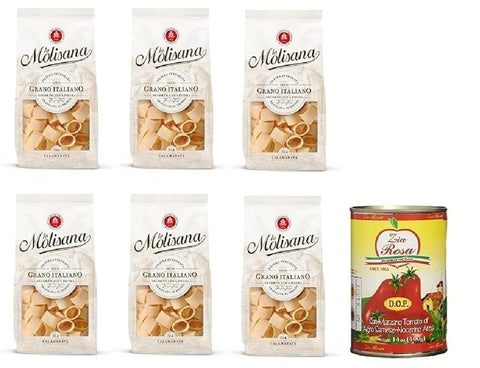 Zia Rosa La Molisana Calamarata Pasta Lenta Lavorazione Teigwaren aus Hartweizengrieß Bronze Zeichnung Zia Rosa 6x 500g + 400g italienisch Original