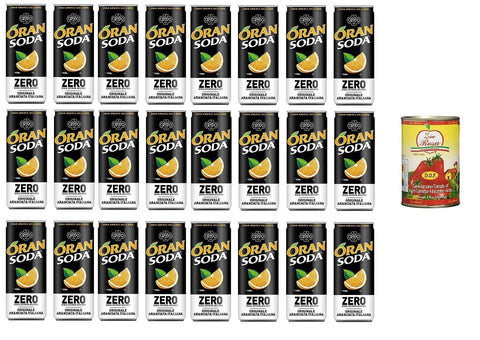 Zia Rosa Limonade 24x Oransoda Zero Erfrischungsgetränk Orangenlemonade, Ohne Zuckerzusatz 33cl + Zia Rosa DOP Pomodoro San Marzano Tomate aus Kampanien Dose von 400g… 8057192002901
