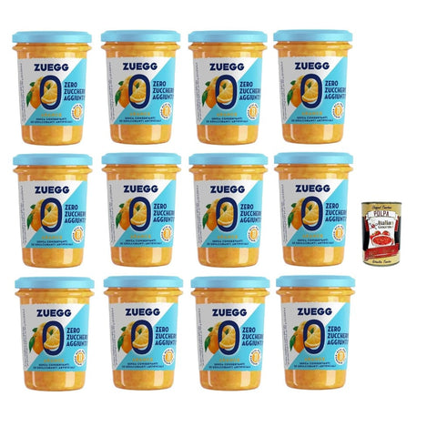 Zuegg Fruchtaufstrich Zuegg Zero Arance Orange Marmelade Jam Ohne Zuckerzusatz,Frei von Konservierungsstoffen 12x 220g Glas Original italienisch inkl. Italian Gourmet Polpa di Pomodoro 400g Dose 8032804040014