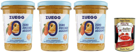 Zuegg Fruchtaufstrich Zuegg zero zuccheri Arance Marmelade Orangen Konfitüre jam Zuckerfrei, Brotaufstriche 3x 220g + Italian Gourmet polpa 400g 80803805