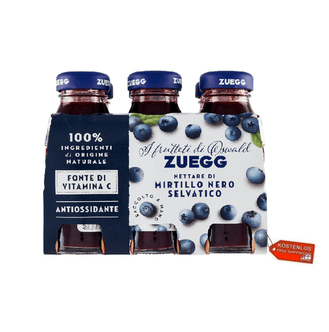 Zuegg Fruchtsaft 24x Zuegg Nettare di Mirtillo Nero Selvatico Wilder Heidelbeer-Nektar 125ml 8000340908631