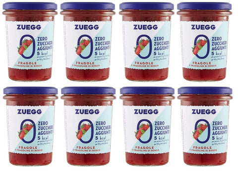 Zuegg Fragole e Fragoline di Bosco Erdbeeren und Walderdbeeren Marmelade Jam Ohne Zuckerzusatz Frei von Konservierungsstoffen Glas 220 g 8x italienisch Original