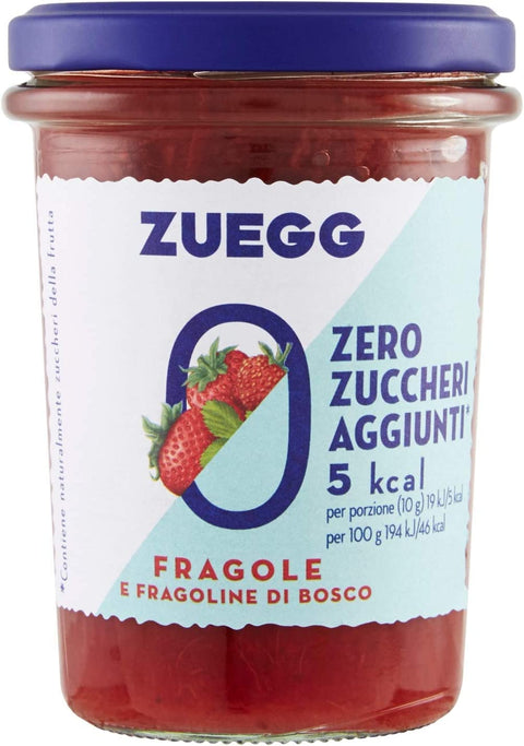 Zuegg Fragole e Fragoline di Bosco Erdbeeren und Walderdbeeren Marmelade Jam Ohne Zuckerzusatz Frei von Konservierungsstoffen Glas 220 g italienisch Original