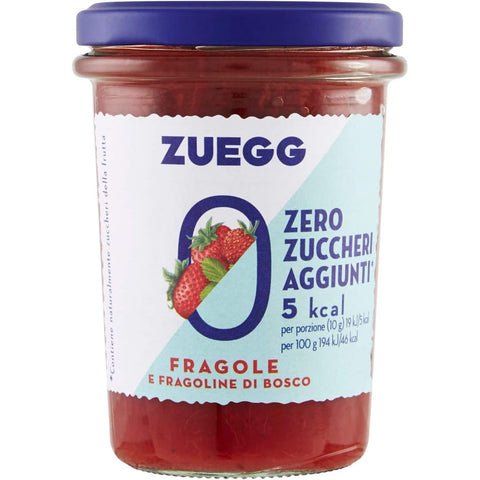 Zuegg Konfitüren Zuegg Fragole e Fragoline di Bosco Erdbeeren und Walderdbeeren Marmelade Jam Ohne Zuckerzusatz Frei von Konservierungsstoffen Glas 220 g italienisch Original