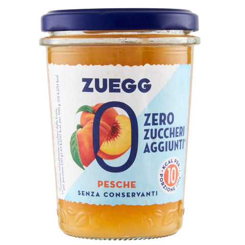Zuegg Konfitüren Zuegg Zero Pesche Pfirsiche Marmelade Jam Ohne Zuckerzusatz,Frei von Konservierungsstoffen 220 g Glas italienisch Original