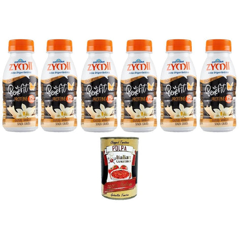 Zymil Eiweißgetränke Zymil Hochverdauliches, laktosefreies Benefit-Protein, Vanillegeschmack, 6x250 ml Original italienisch inkl. Italian Gourmet Polpa di Pomodoro 400g 8032804040014