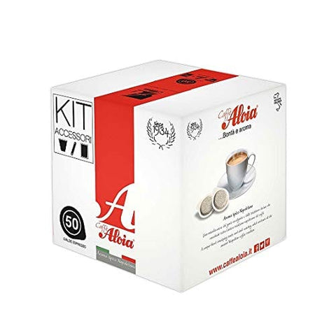 Aloia Kit 50 Cialde ESE Caffè Aroma tipico napoletano Kaffeepads (mit Zubehör) - Italian Gourmet