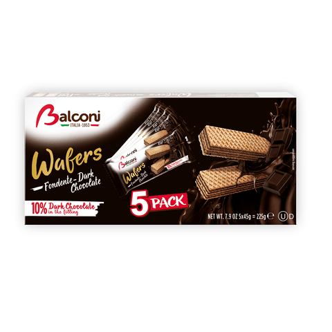Balconi Süße Snacks Balconi Wafers Fondente Waffeln mit Dunkler Schokolade Gefüllte Multipack ( 5 x 45g ) 225g 8001585010042