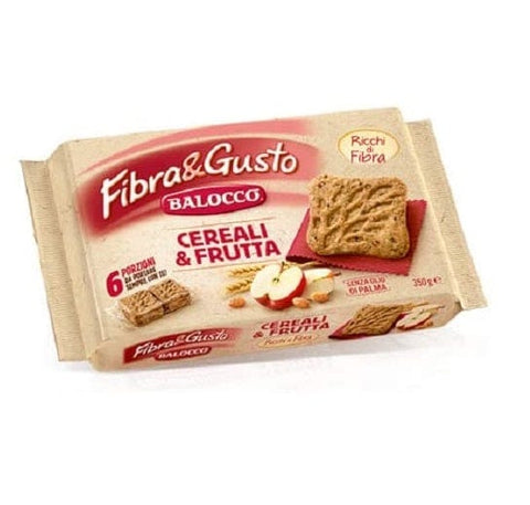 Balocco Fibra und Gusto Cereali & Frutta italienische Kekse mit Müsli & Obst 350g - Italian Gourmet