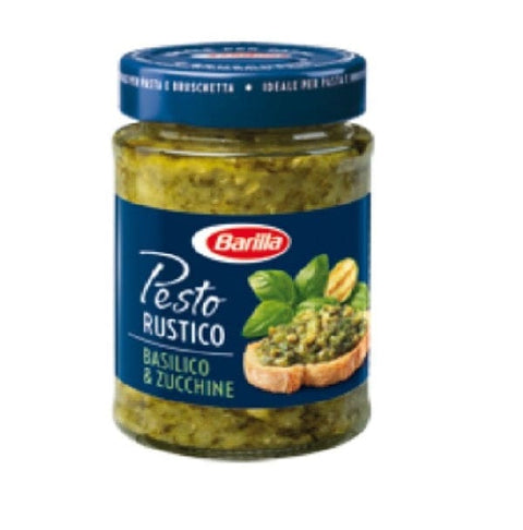 Barilla Pesto Rustico Basilico und Zucchine Pesto mit Basilikum und Zucchini (200 g) - Italian Gourmet