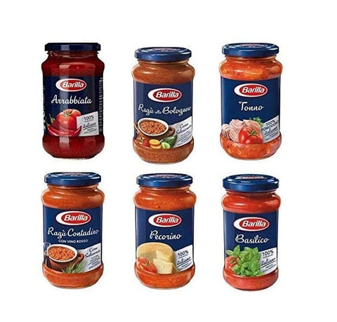 Testpackung Barilla 6in1 Arrabbiata Bolognese Tonno Contandino Pecorino Basilico 6x400g - Italian Gourmet