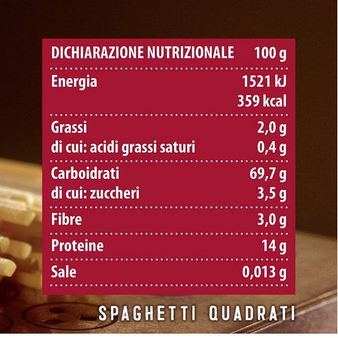 Barilla pasta Barilla Spaghetti Quadrati al Bronzo Bronze Gezogene Pasta 400g 8076809580892