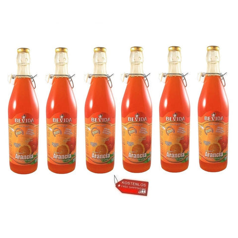 6x Bevida Sciroppo di Arancia Orangensirup Sirup Glasflasche 1Lt - Italian Gourmet