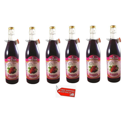 6x Bevida Sciroppo di Fragola Erdbeersirup Sirup Glasflasche 1Lt - Italian Gourmet