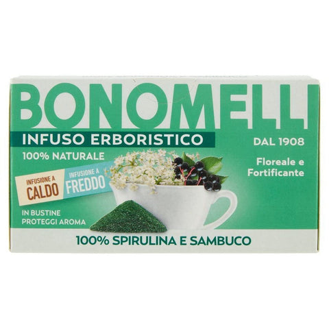 Bonomelli Kräutertee Bonomelli Infusi Erboristici Spirulina e sambuco Infusion mit Spirulina und Holunder Packung mit 16 Filtern