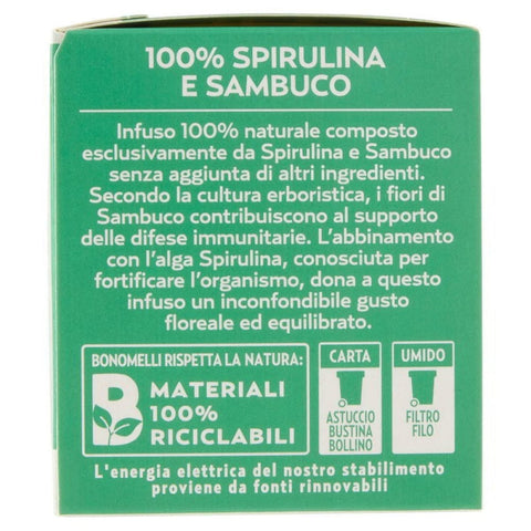 Bonomelli Kräutertee Bonomelli Infusi Erboristici Spirulina e sambuco Infusion mit Spirulina und Holunder Packung mit 16 Filtern