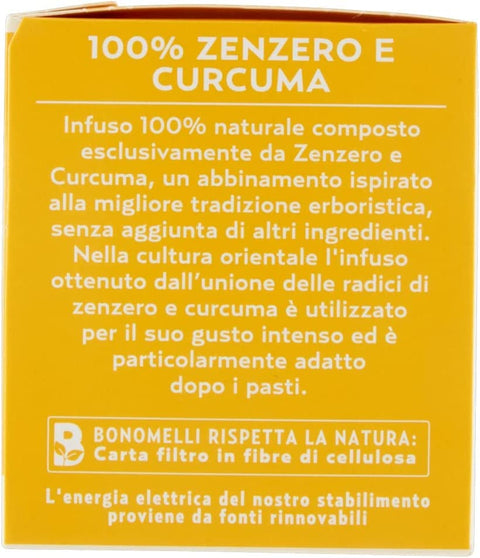 Bonomelli Kräutertee Bonomelli Infusi Erboristici Zenzero e Curcuma Infusion mit Ingwer und Kurkuma Packung mit 16 Filtern