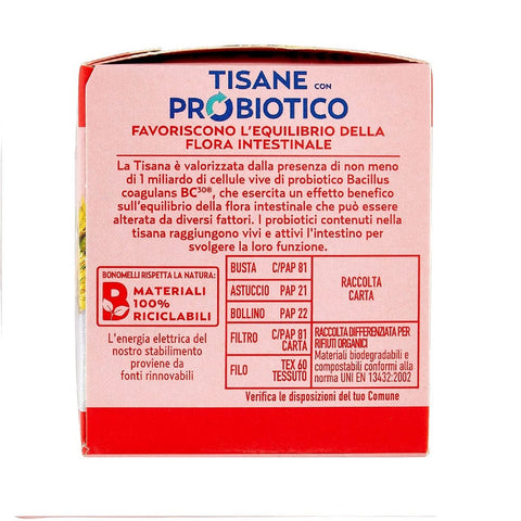 Bonomelli Kräutertee Bonomelli Tisana Probiotica Dopo Pasto Kräutertee mit Minze, Eisenkraut und Ingwer-Extrakt 10 filters