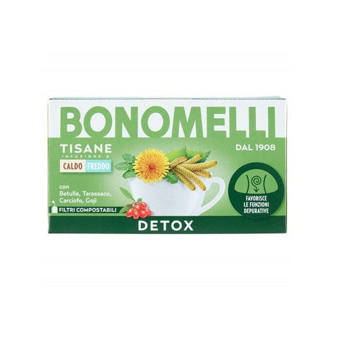 Bonomelli Tisane Detox Kräutertee mit Birke Löwenzahn Artischocke Goji 16 Filter - Italian Gourmet