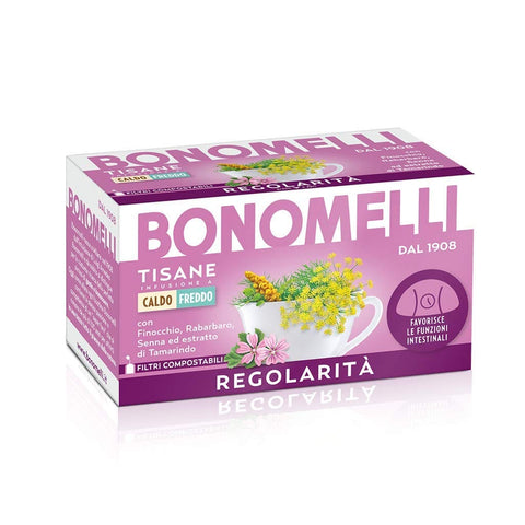 Bonomelli Tisane Regolarità Kräutertee mit Fenchel Rhabarber 16 Filter - Italian Gourmet