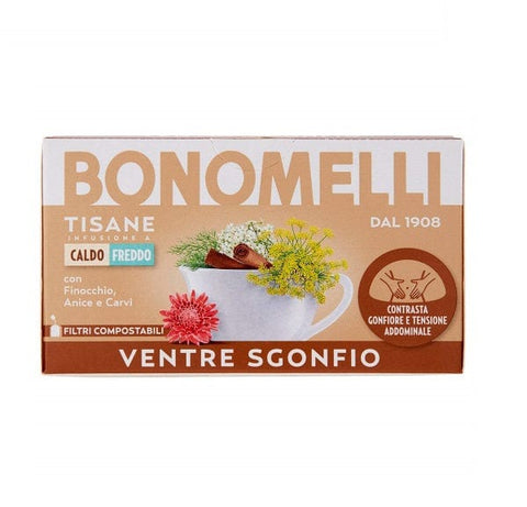 Bonomelli Tisane Ventre Sgonfio Kräutertee mit Fenchel Anis und Ingwerextrakt 16 Filter - Italian Gourmet