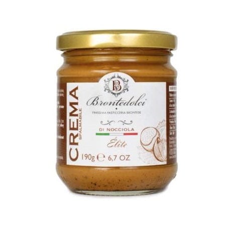 Brontedolci Crema Spalmabile di Nocciola Haselnusscreme in Glas aus Sizilien mit 40% (190 g) verteilen - Italian Gourmet