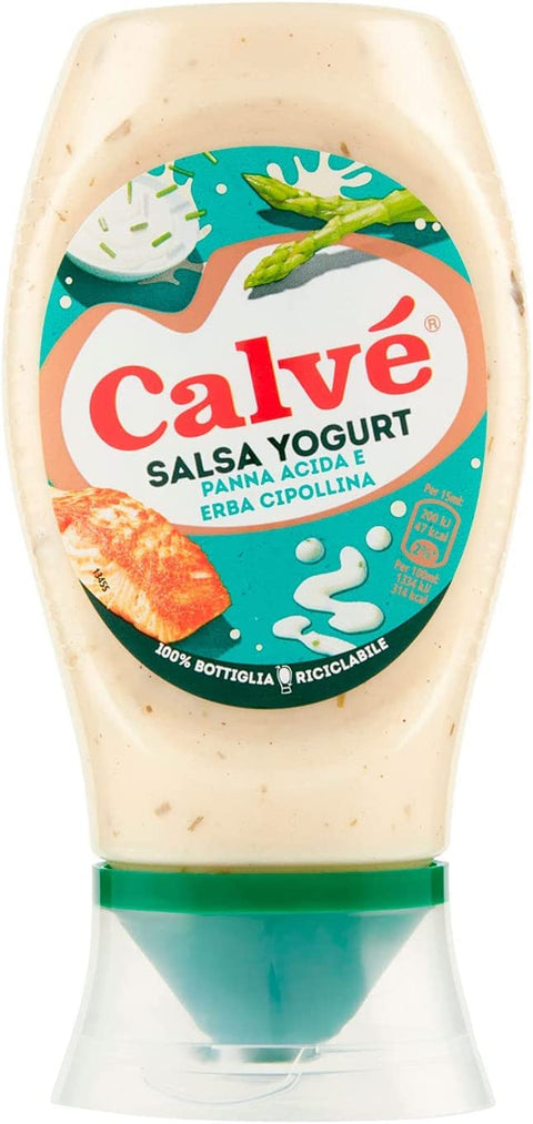Calvè Sauce Calvè Salsa Yogurt, con panna acida ed erba cipollina Joghurtsauce, mit Sauerrahm und Schnittlauch 240ml